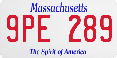 MA license plate 9PE289