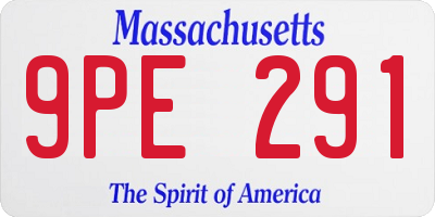 MA license plate 9PE291