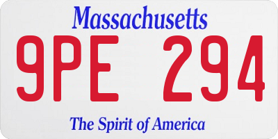 MA license plate 9PE294