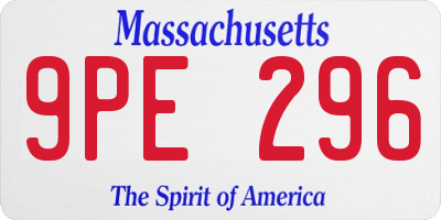 MA license plate 9PE296
