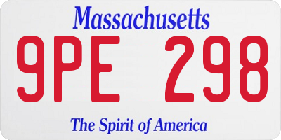 MA license plate 9PE298
