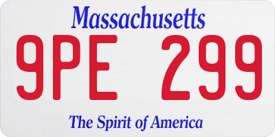 MA license plate 9PE299