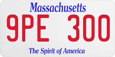 MA license plate 9PE300