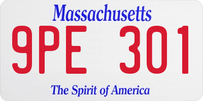 MA license plate 9PE301