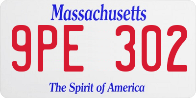 MA license plate 9PE302