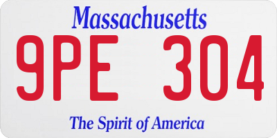 MA license plate 9PE304