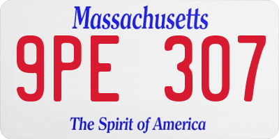 MA license plate 9PE307