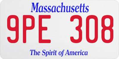 MA license plate 9PE308