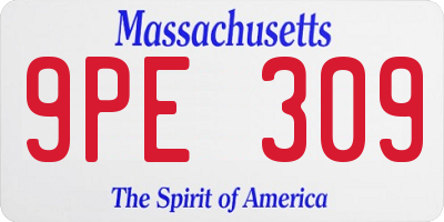 MA license plate 9PE309