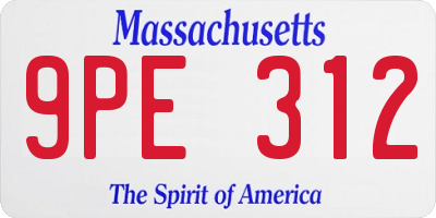 MA license plate 9PE312