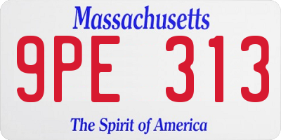 MA license plate 9PE313