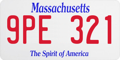 MA license plate 9PE321