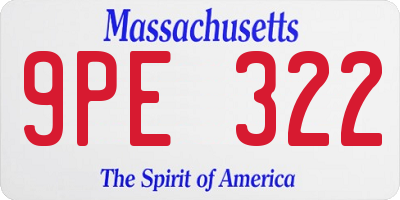MA license plate 9PE322
