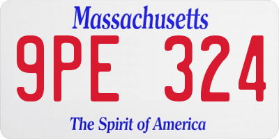 MA license plate 9PE324