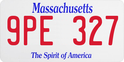 MA license plate 9PE327