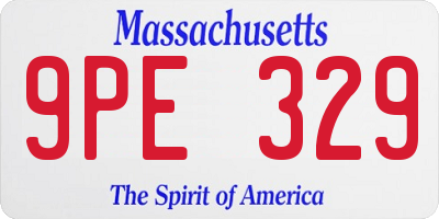 MA license plate 9PE329