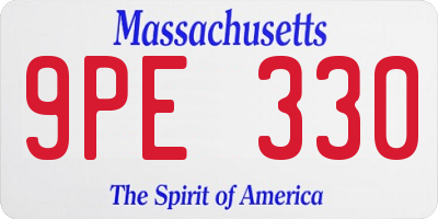MA license plate 9PE330