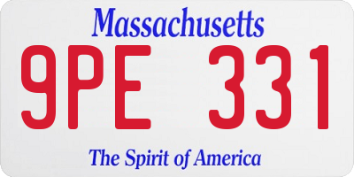 MA license plate 9PE331