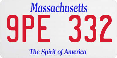 MA license plate 9PE332