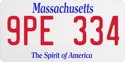 MA license plate 9PE334