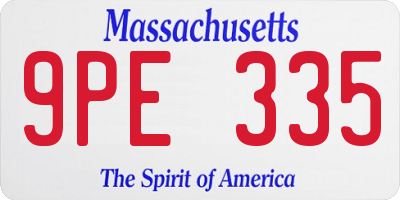 MA license plate 9PE335