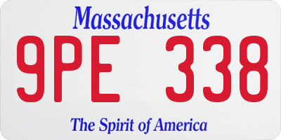 MA license plate 9PE338