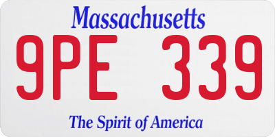 MA license plate 9PE339