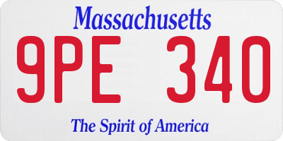 MA license plate 9PE340