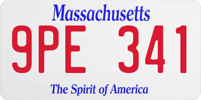 MA license plate 9PE341