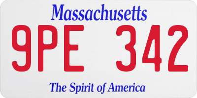 MA license plate 9PE342