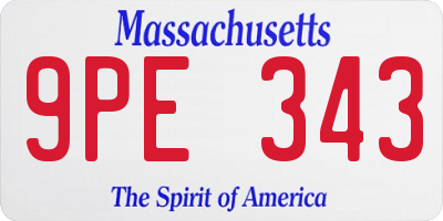 MA license plate 9PE343