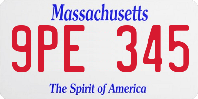 MA license plate 9PE345