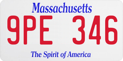 MA license plate 9PE346