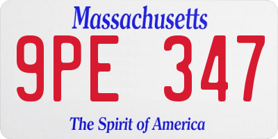 MA license plate 9PE347
