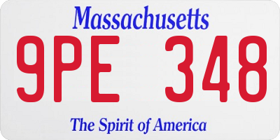 MA license plate 9PE348