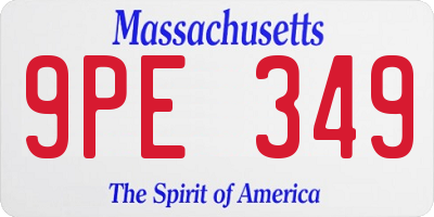 MA license plate 9PE349