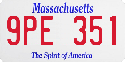 MA license plate 9PE351