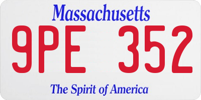 MA license plate 9PE352
