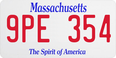MA license plate 9PE354