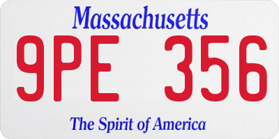 MA license plate 9PE356