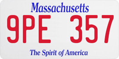 MA license plate 9PE357