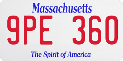 MA license plate 9PE360