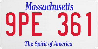 MA license plate 9PE361