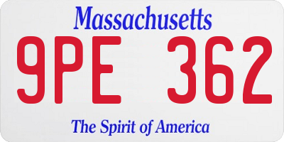 MA license plate 9PE362