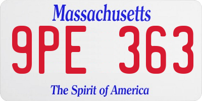 MA license plate 9PE363