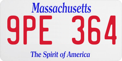 MA license plate 9PE364