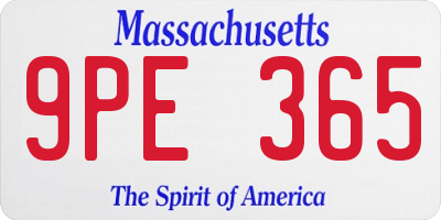 MA license plate 9PE365