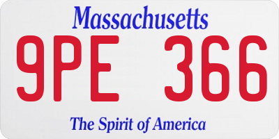 MA license plate 9PE366