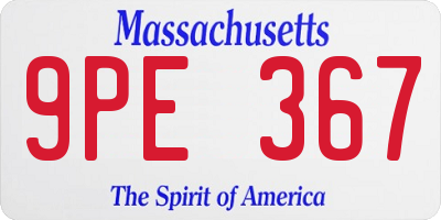 MA license plate 9PE367