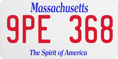 MA license plate 9PE368